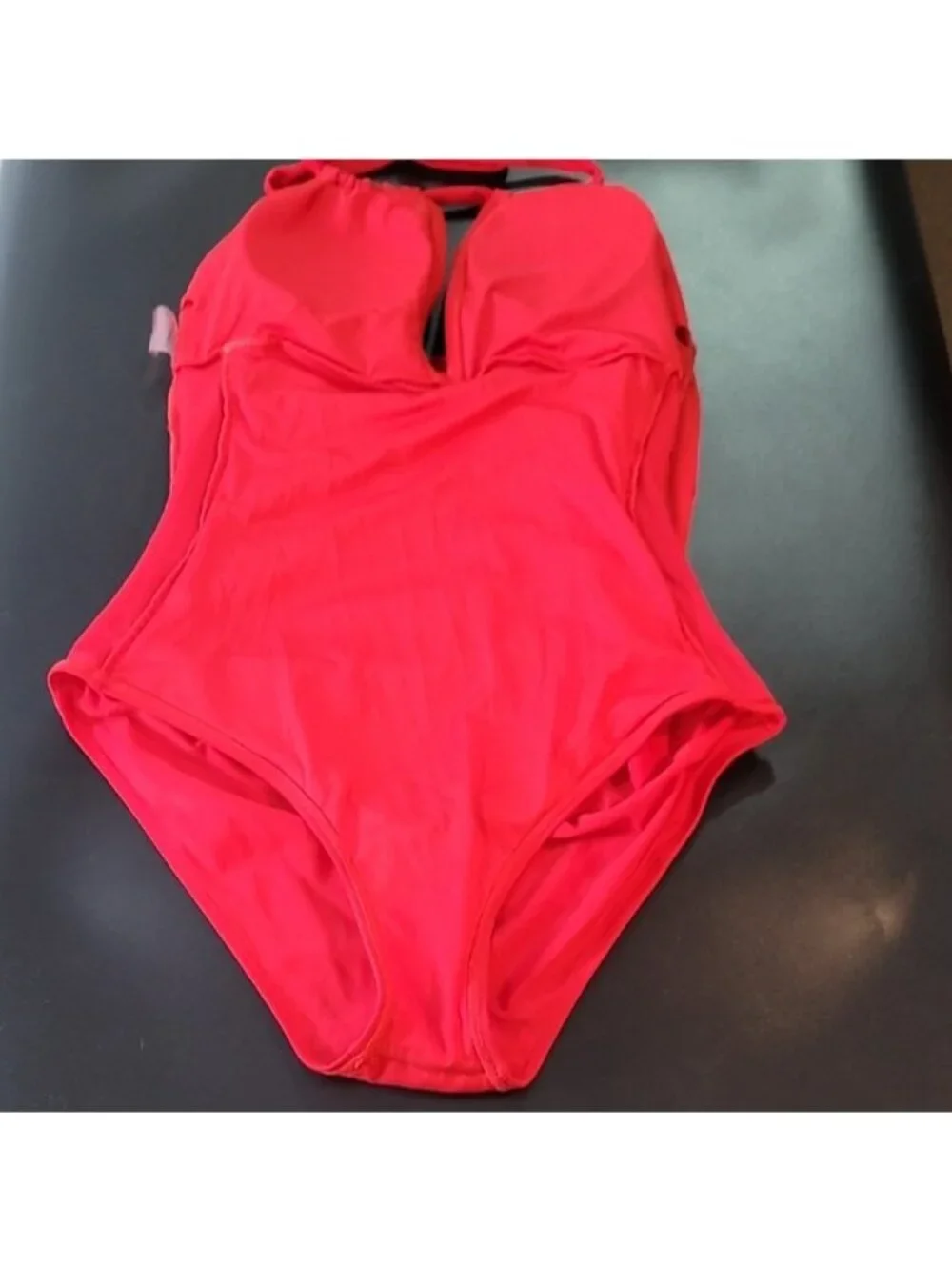 Smismivo Red Halter One-Piece Swimsuit With Ruched Front & Bow Detail - Picture 13 of 16